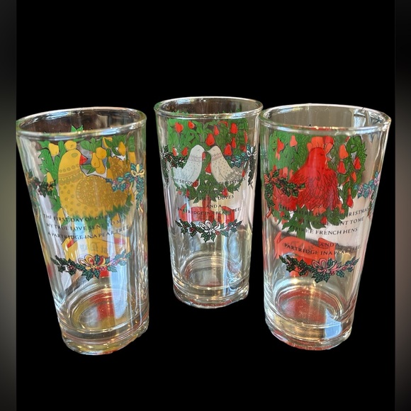 Vintage Indiana Glass Twelve Days of Christmas 3 Piece Glass Set 1, 2 and 3 - Picture 1 of 2